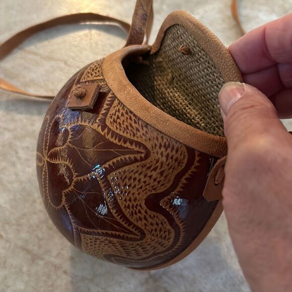 Carved Coconut Crossbody Bag - Picture 1 of 5
